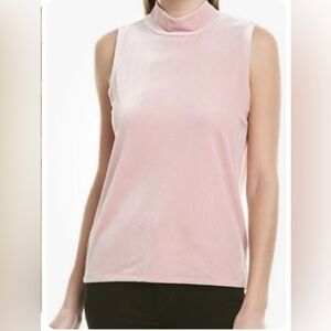 J. crew dusty mauve velour mock neck sleeveless top, M, MSRP $69